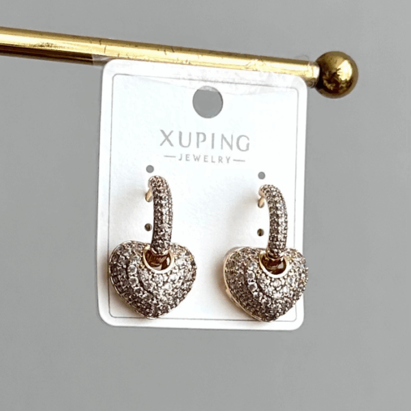 xuping rose kalp full taş küpe