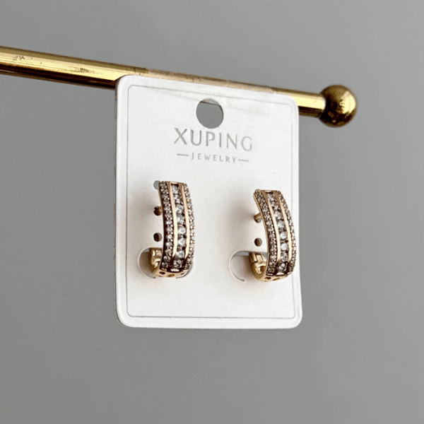 xuping rose üç sıra taşlı küpe