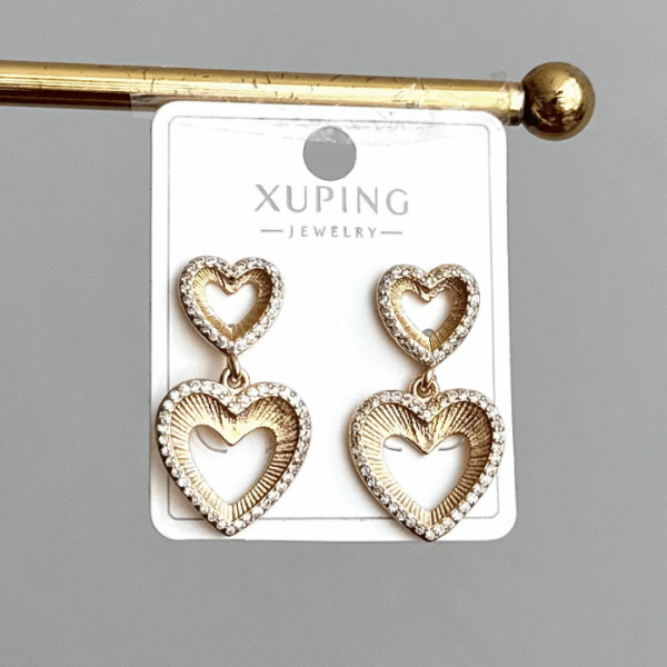 xuping rose iki kalp küpe