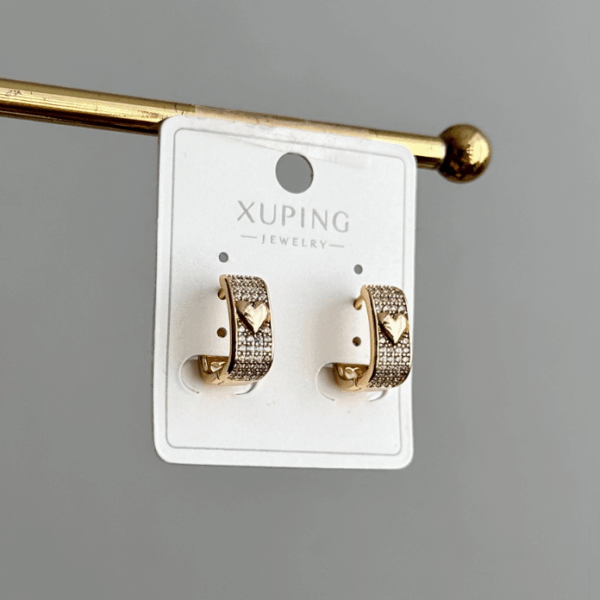 xuping rose halka taşlı kalp küpe