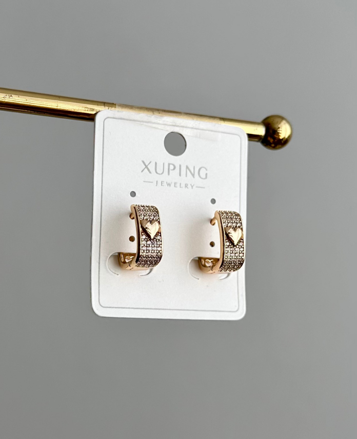 149-1-1.png xuping rose halka taşlı kalp küpe - Görsel 1