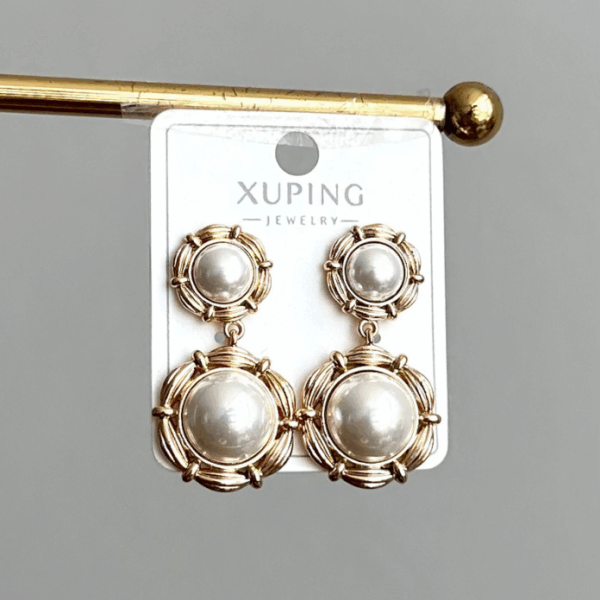 xuping rose iki yuvarlak inci küpe