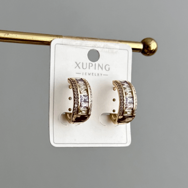 xuping rose renli taşlı halka küpe