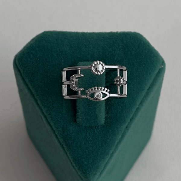 çelik silver ay göz ayarlanabilir yüzük