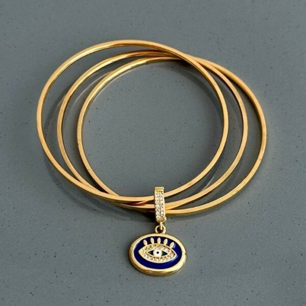 çelik gold charmlı ajda kelepçe