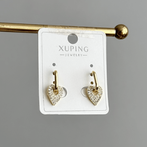 xuping gold halka içten geçme kalp küpe