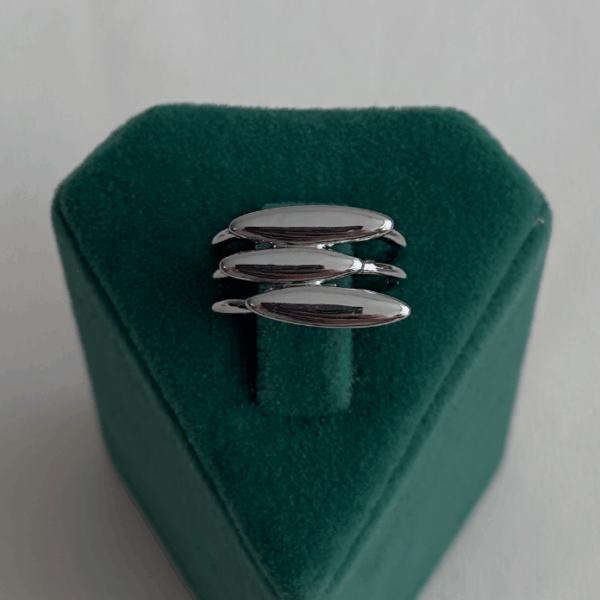çelik silver üç sıra düz ayarlanabilir yüzük