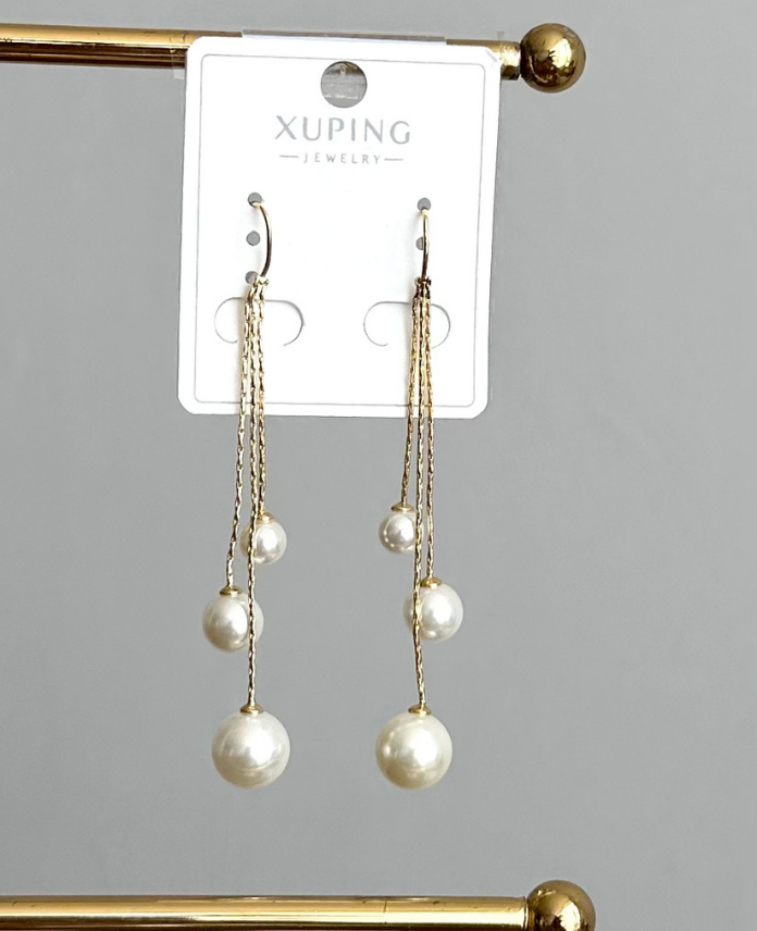 168-2.png xuping gold uzun inci küpe - Görsel 1