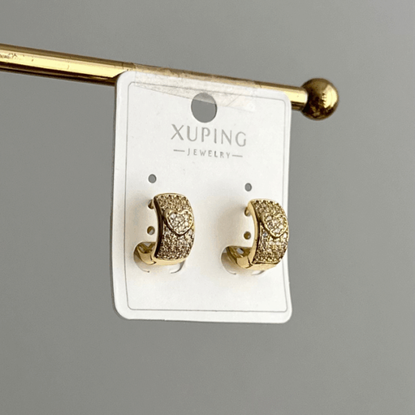 xuping gold kalp taşlı halka küpe