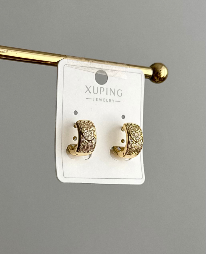 169-1.png xuping gold kalp taşlı halka küpe - Görsel 1