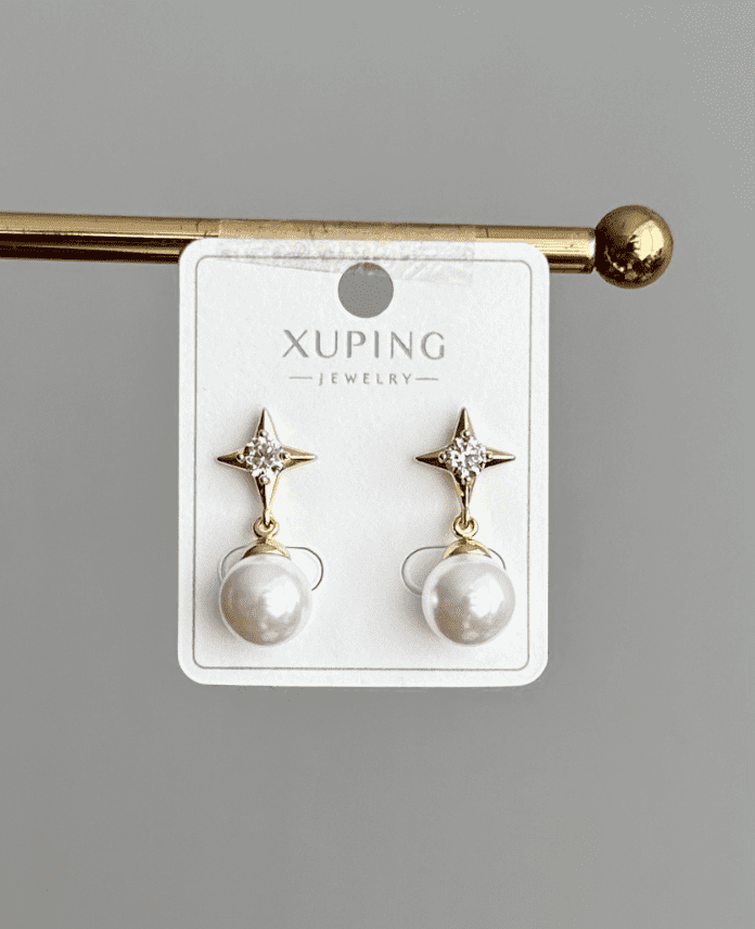 170-1.png xuping gold yıldız pembe inci küpe - Görsel 1