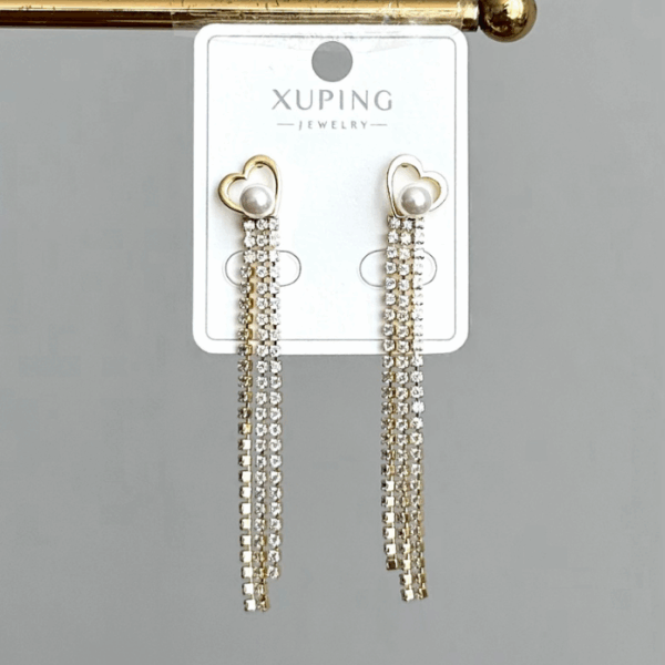 xuping gold kalp inci suyolu küpe