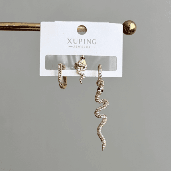 xuping rose üçlü yılan küpe