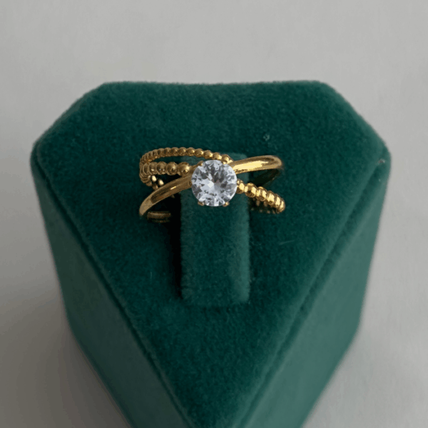 çelik gold çapraz tektaş ayarlanabilir yüzük