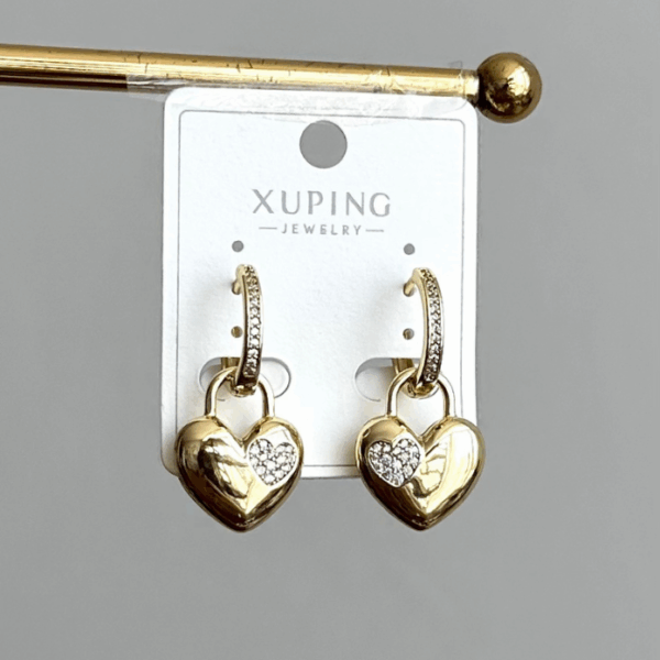 xuping gold kilit kalp küpe