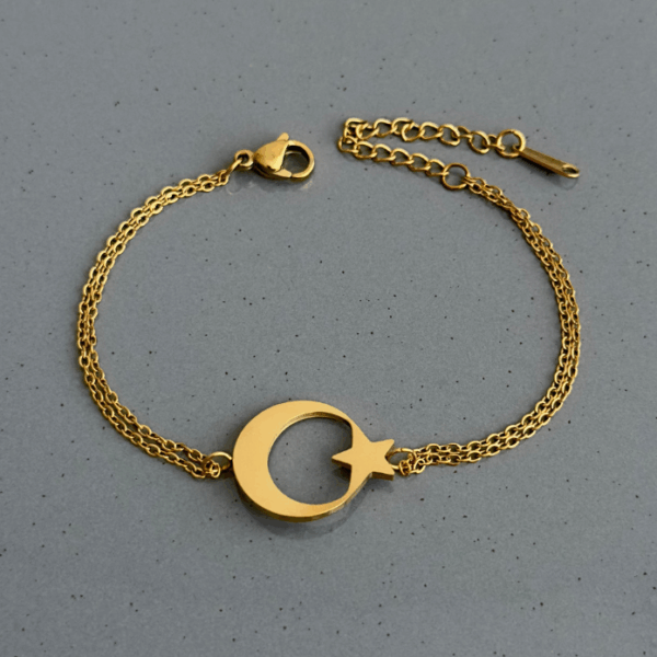 çelik gold ay yıldız bileklik