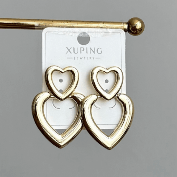 xuping gold iki kalp küpe