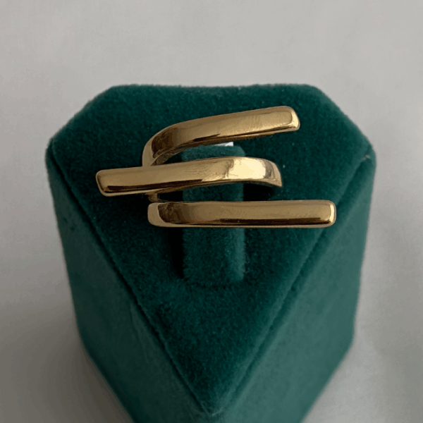 çelik gold numaralı üç sıra düz yüzük