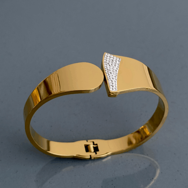 çelik gold ikili plaka taşlı kelepçe