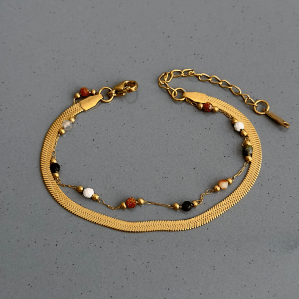 çelik gold ikili italyan doğaltaş bileklik