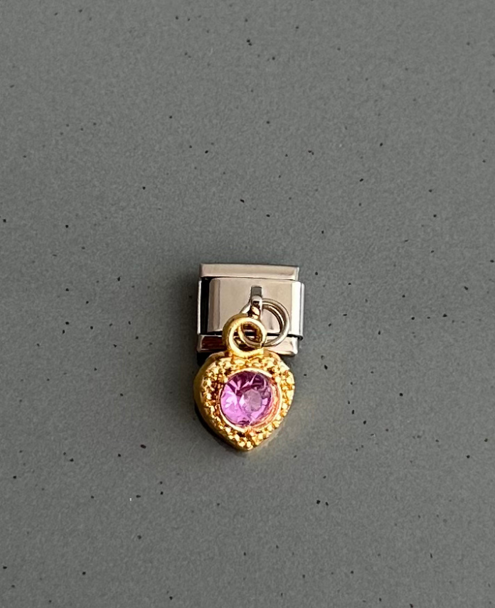 20-9.png pirinç silver sallantılı kalp pembe charm - Görsel 1