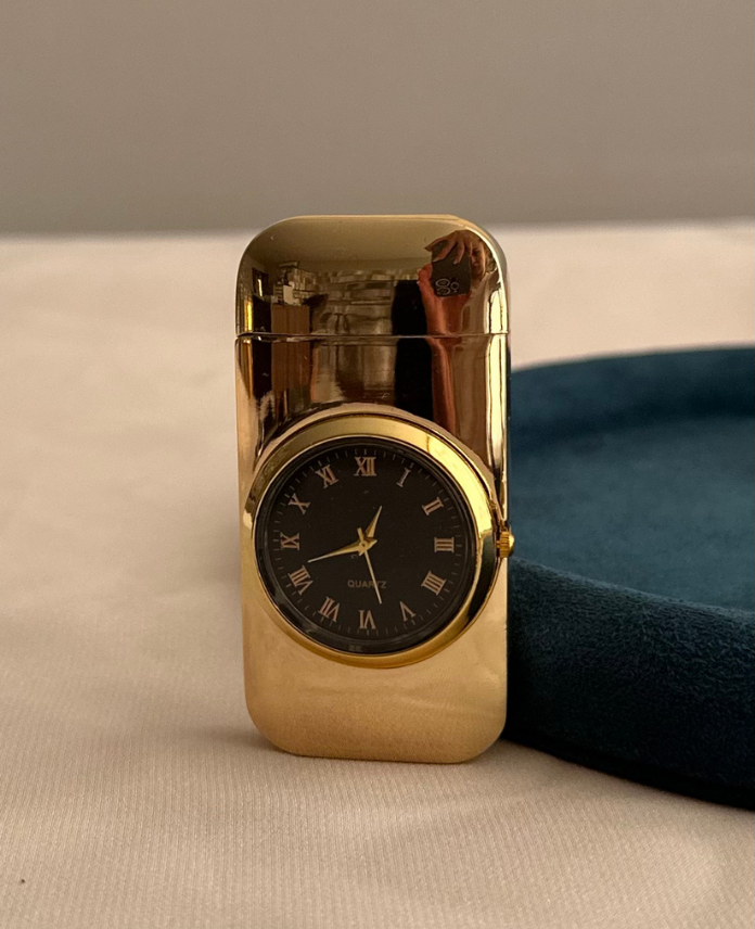 209-1.png parlak gold saatli çakmak - Görsel 1