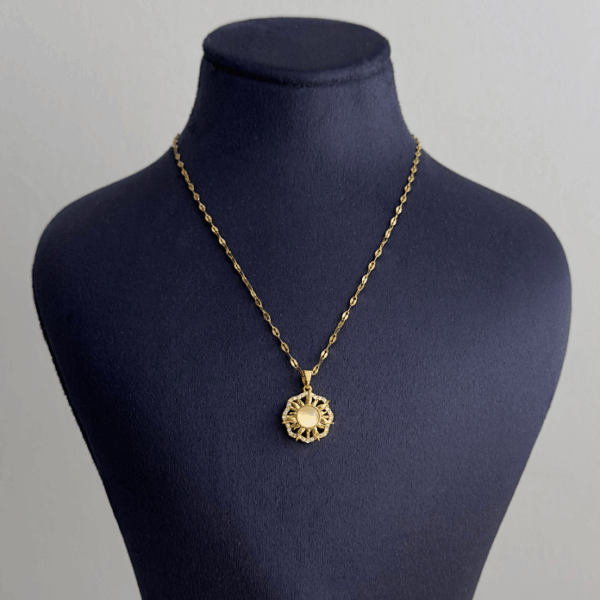 çelik gold güneş dönen 45cm kolye