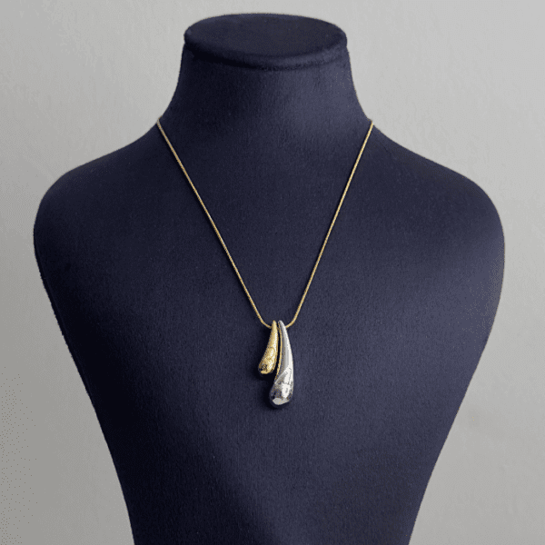 çelik gold iki damla 24 yazılı 45cm kolye