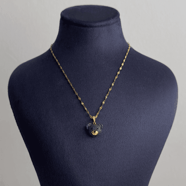 çelik gold ayıcık yeşil taşlı 45cm kolye