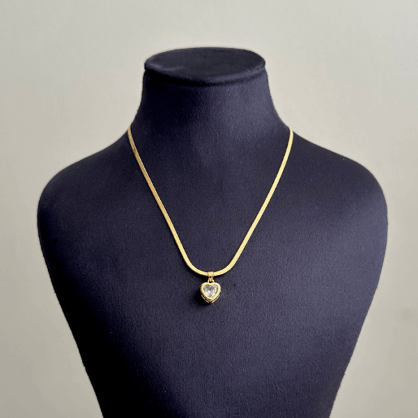 çelik gold kalp italyan 45cm kolye