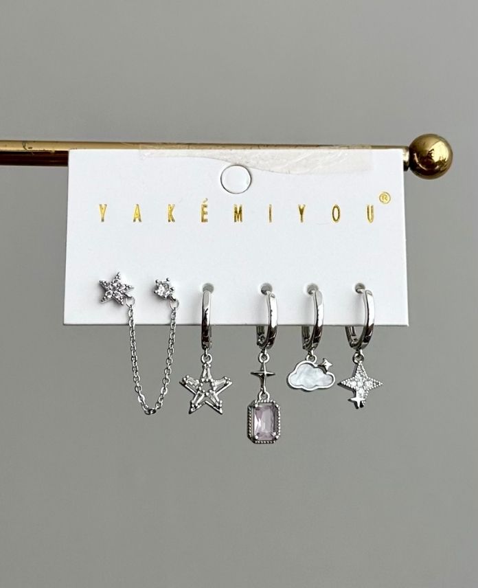 23-1.jpg vip yakemıyou silver altılı küpe - Görsel 1