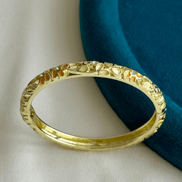 çelik mineli taşlı turuncu sarı çiçek kelepçe