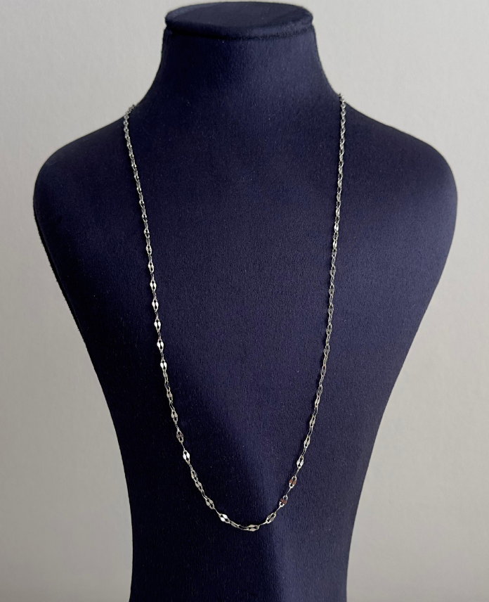 24.png çelik silver parlak düz zincir 45cm kolye - Görsel 1