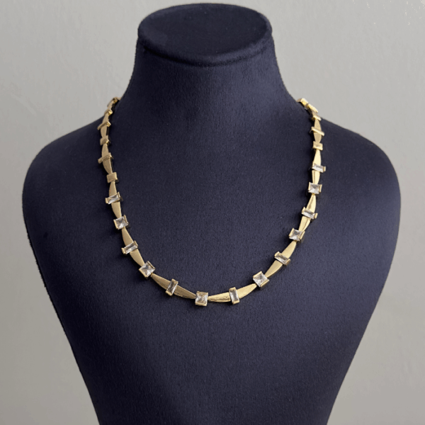 bijuteri vip gold dikdörtgen taşlı 45cm kolye