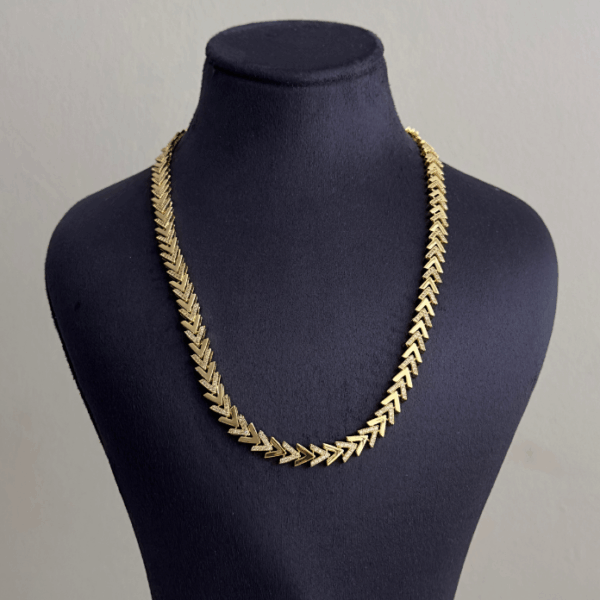 bijuteri vip gold ok desen taşlı 45cm kolye