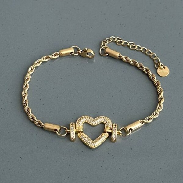 çelik gold burgu kalp bileklik