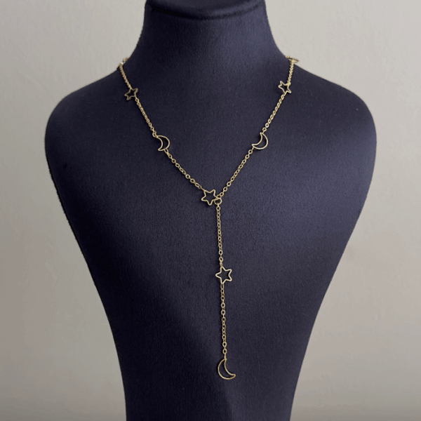 bijuteri vip gold y ay yıldız buşluklu kolye