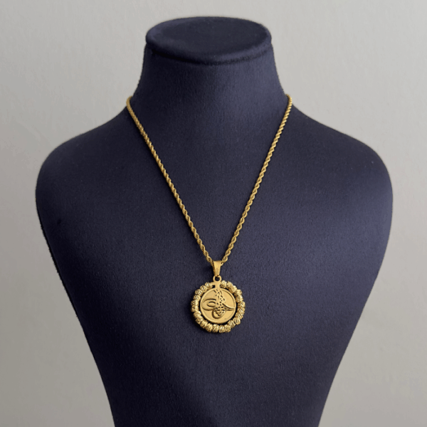 çelik gold tuğra dorika burgu 45cm kolye
