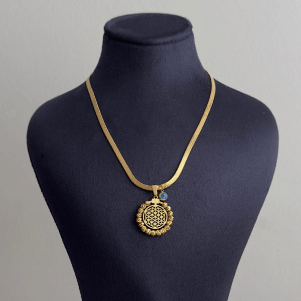 çelik gold dorika yaşam çiçeği italyan 45cm kolye