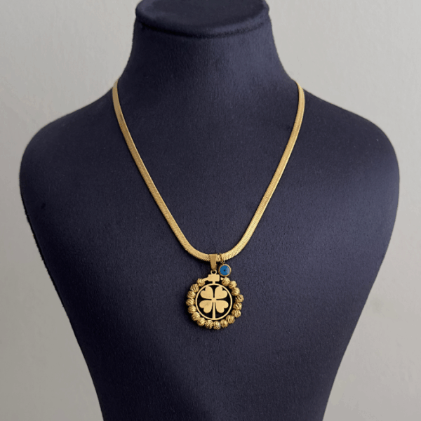 çelik gold dorika yonca italyan 45cm kolye