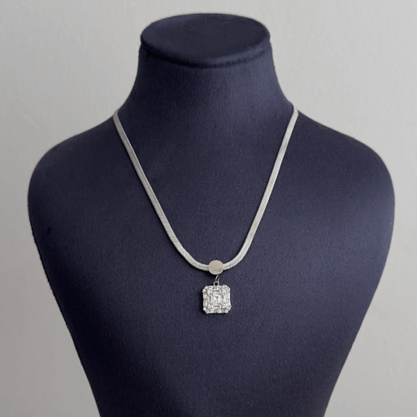 çelik silver baget italyan 45cm kolye