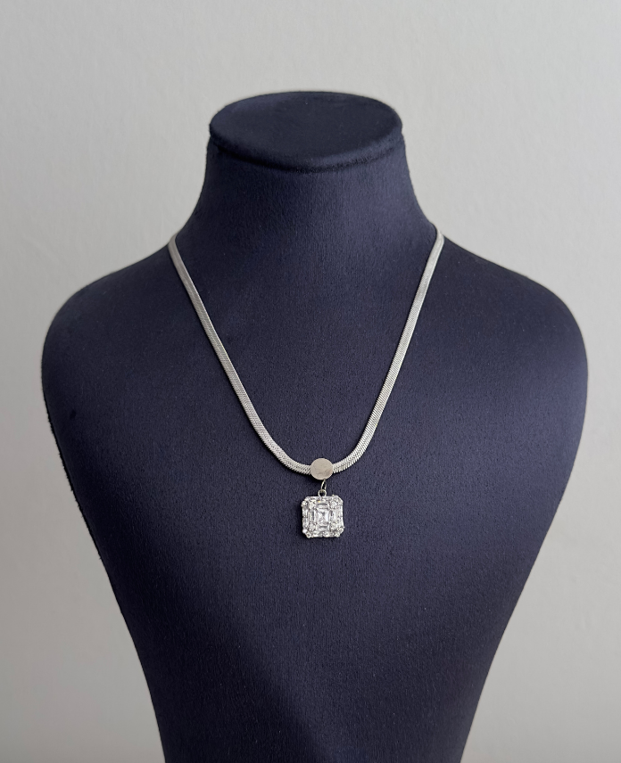 267.png çelik silver baget italyan 45cm kolye - Görsel 1