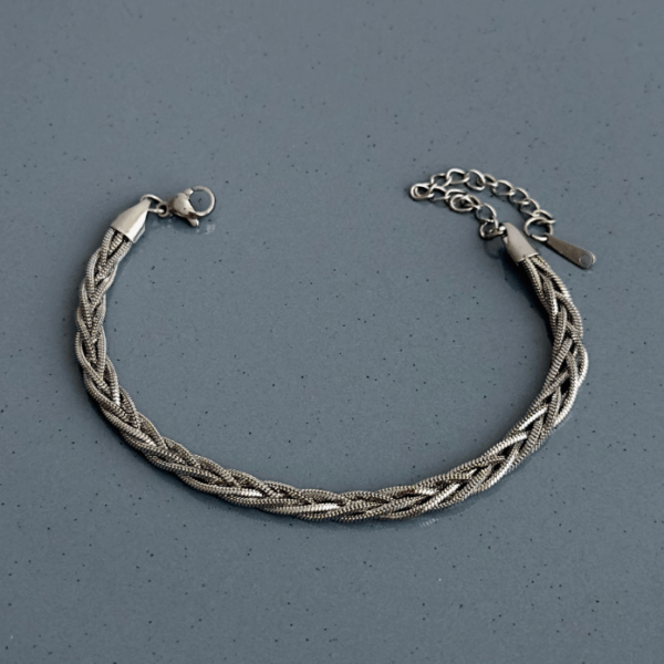 çelik silver yuvarlak italyan örgü bileklik