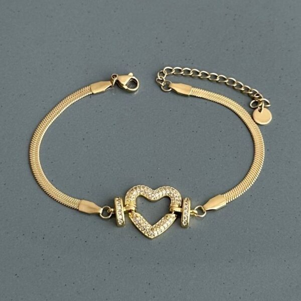 çelik gold italyan kalp bileklik