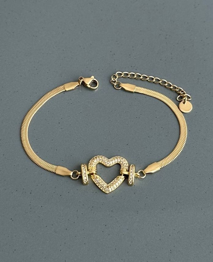 27.jpg çelik gold italyan kalp bileklik - Görsel 1