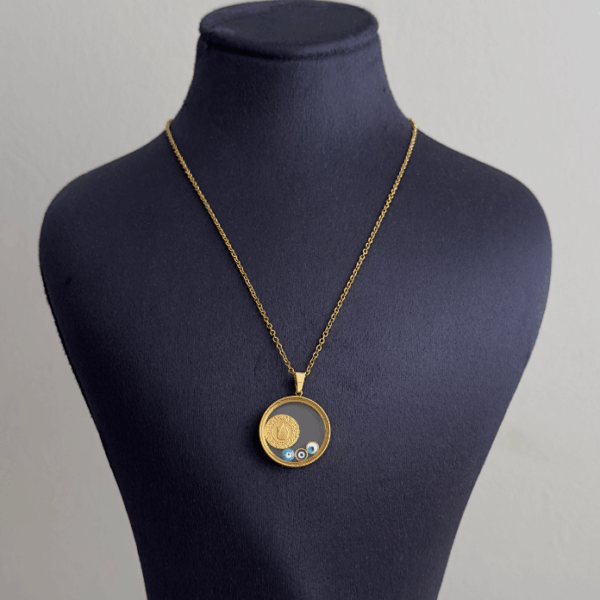 çelik gold cam çeyrek 45cm kolye