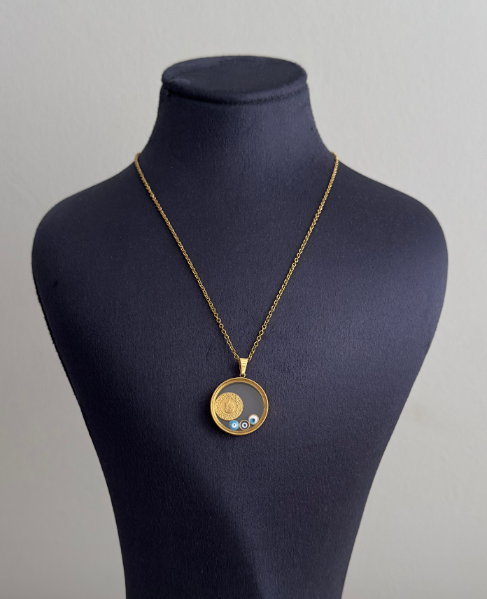 280.png çelik gold cam çeyrek 45cm kolye - Görsel 1