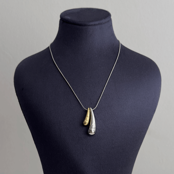 çelik silver iki damla 24 yazılı 45cm kolye