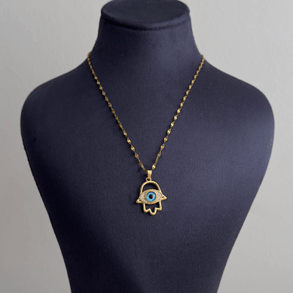 çelik gold fatma ana eli nazarlık 45cm kolye