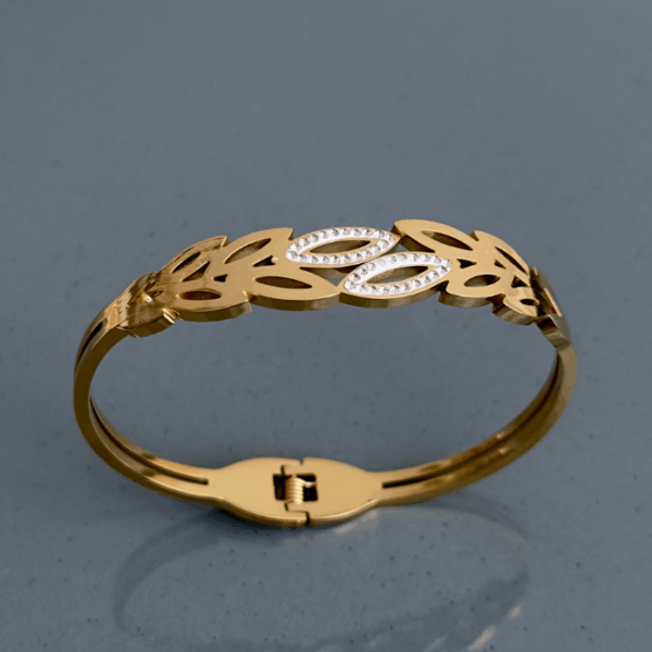 çelik gold yaprak taşlı kelepçe